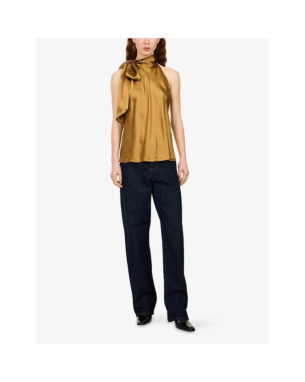 FRAME Metallic The Ribbon Silk Top