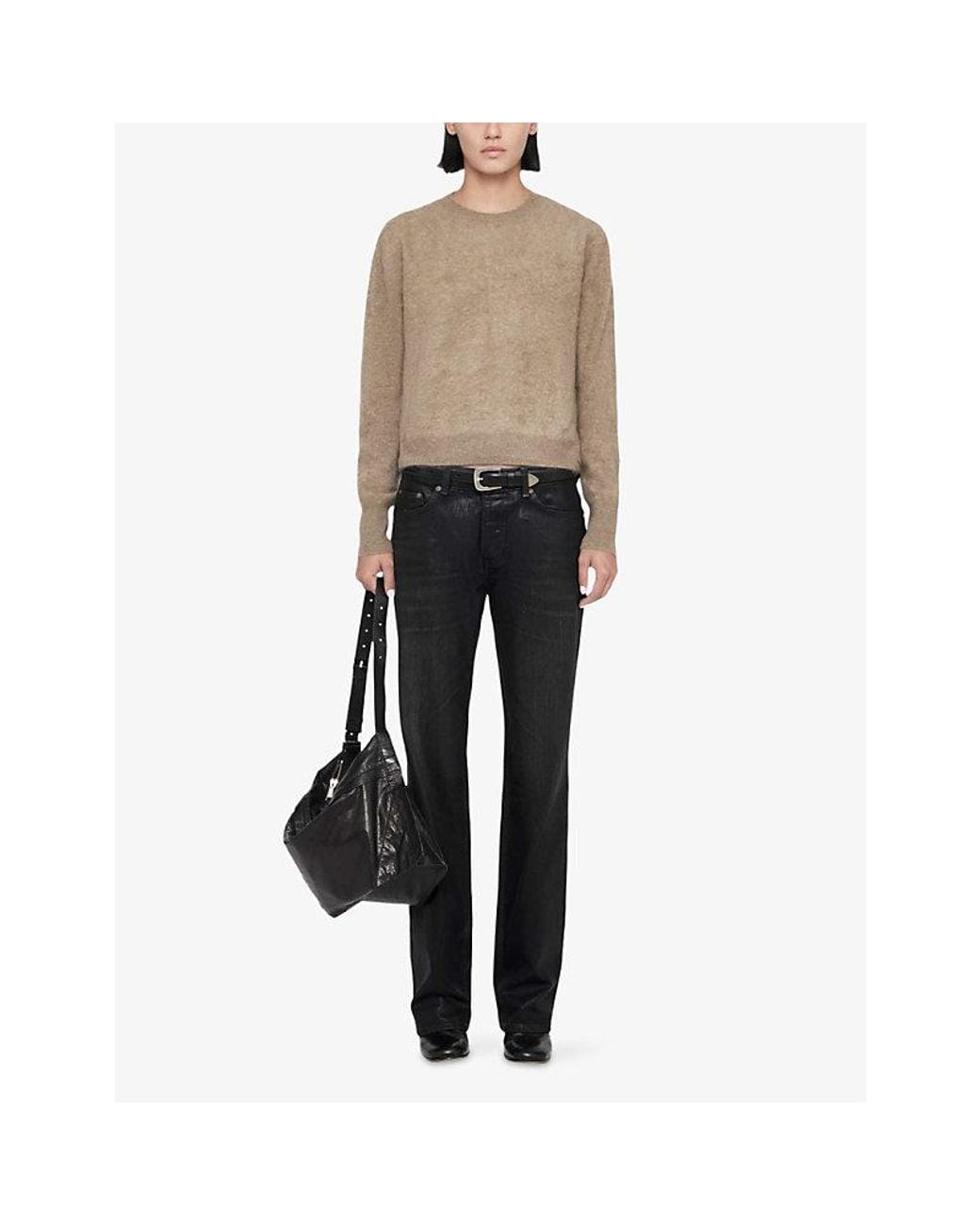 AllSaints Natural Ada Cropped Round-Neck Cashmere Jumper