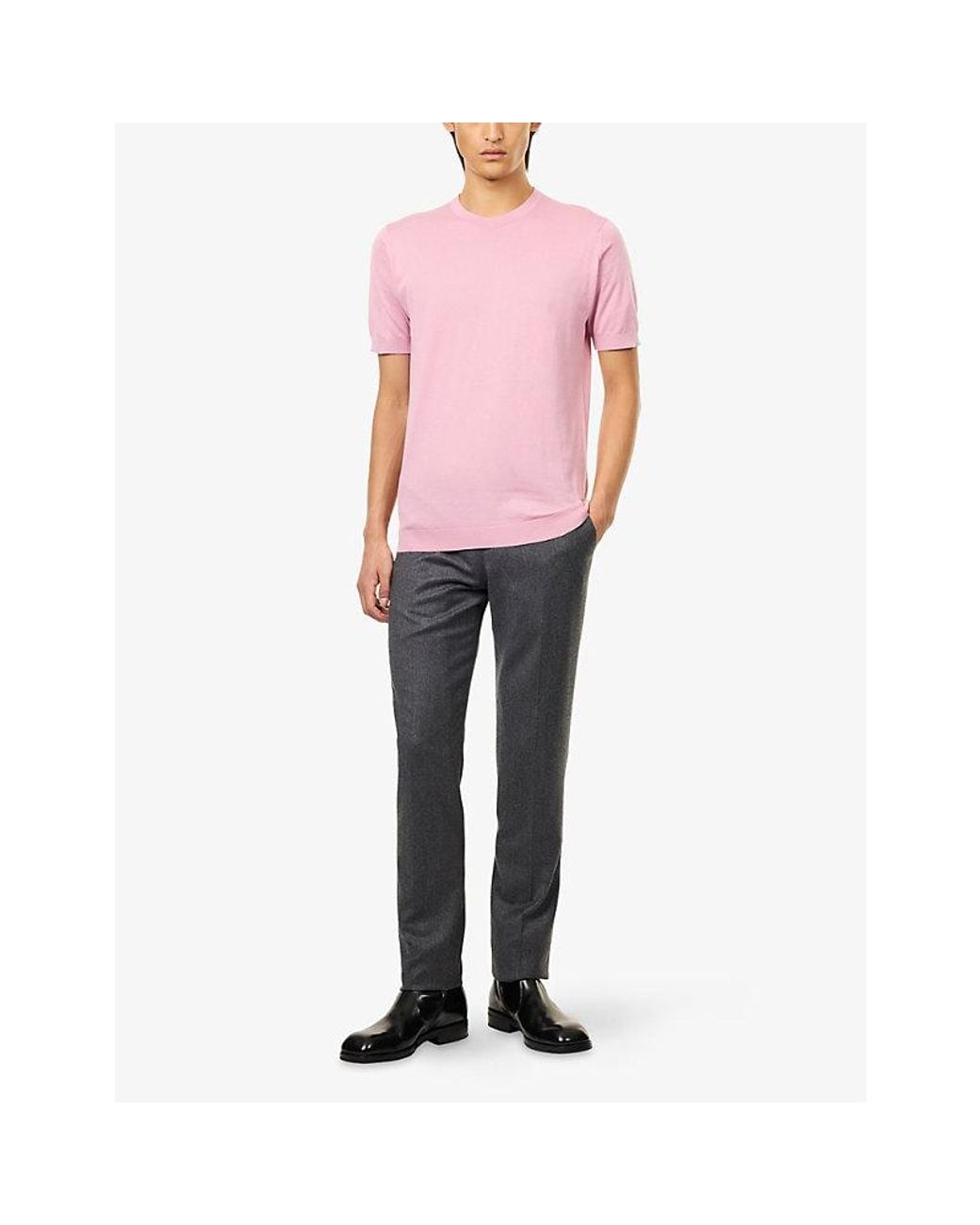 John Smedley Pink Torin Short-Sleeve Cotton T-Shirt for men