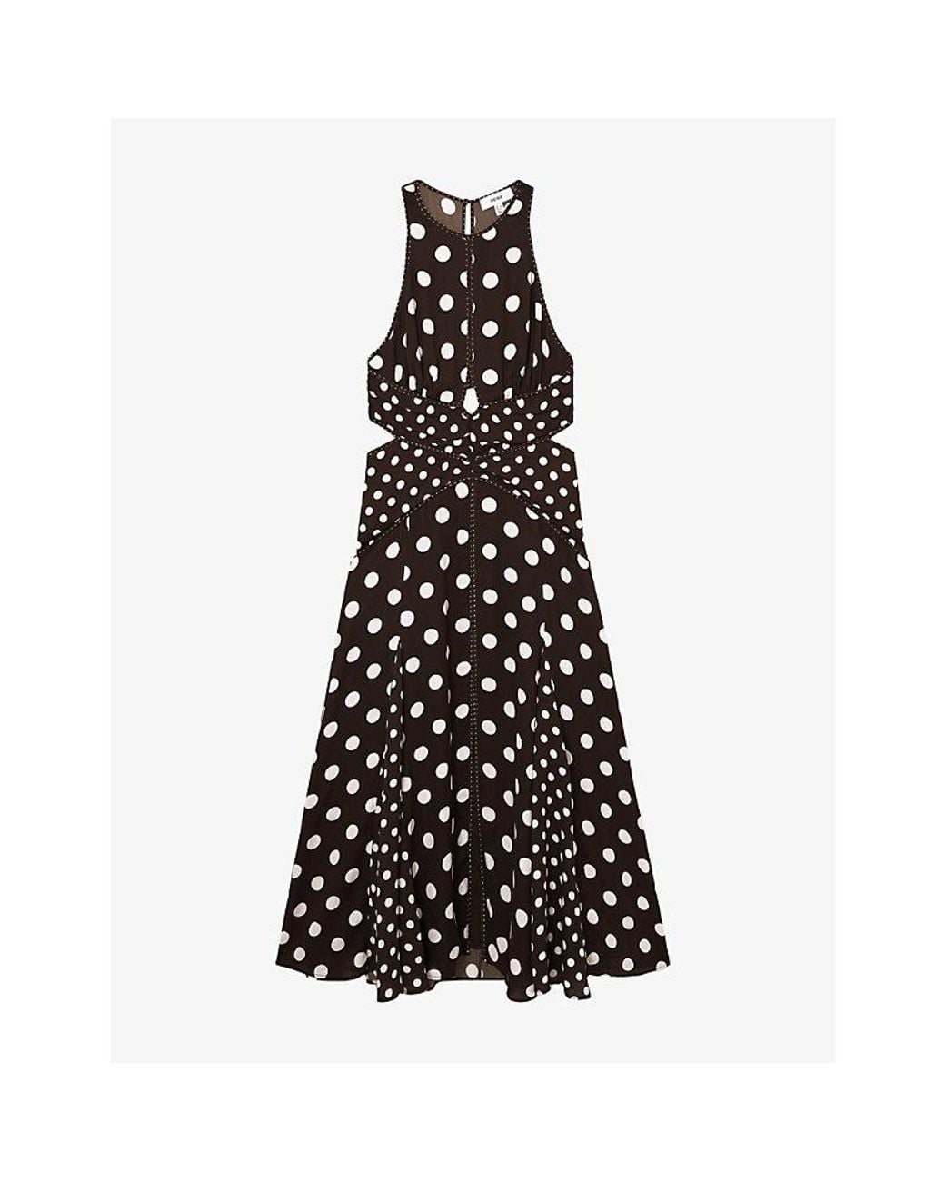 Reiss Black Nayla Polka-Dot Woven Maxi Dress