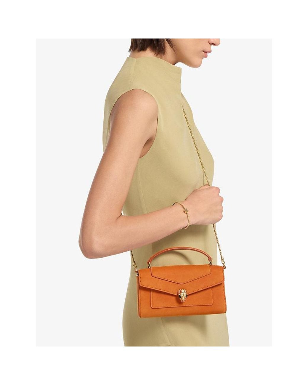 BVLGARI Orange Serpenti Forever Leather Cross-Body Phone Case