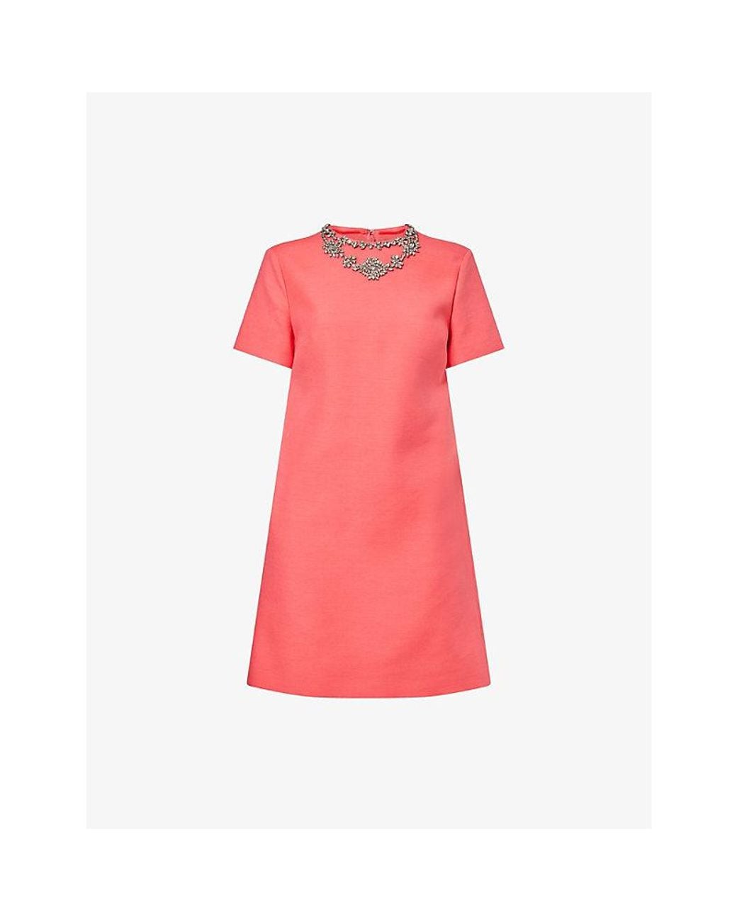 Valentino Pink Jewel Embellished Silk Mini Dress