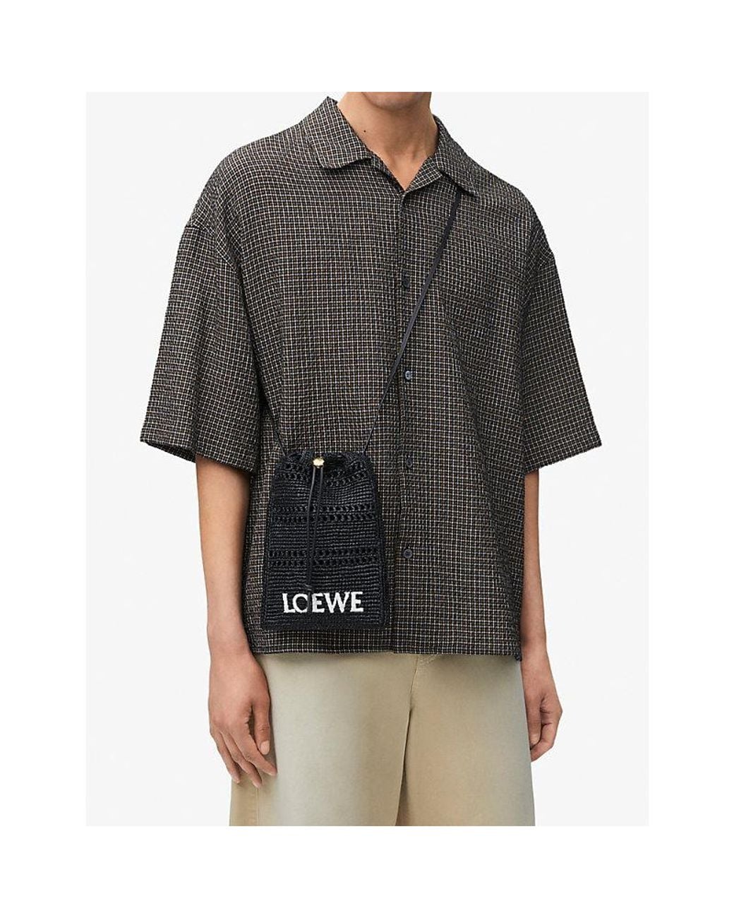 Loewe Black X Paula's Ibiza Drawstring Pocket Raffia Cross-Body Bag
