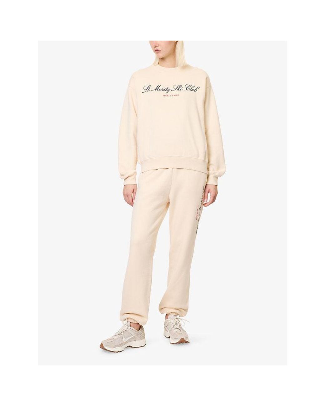 Sporty & Rich Natural Ski Club Jersey Jogging Bottoms
