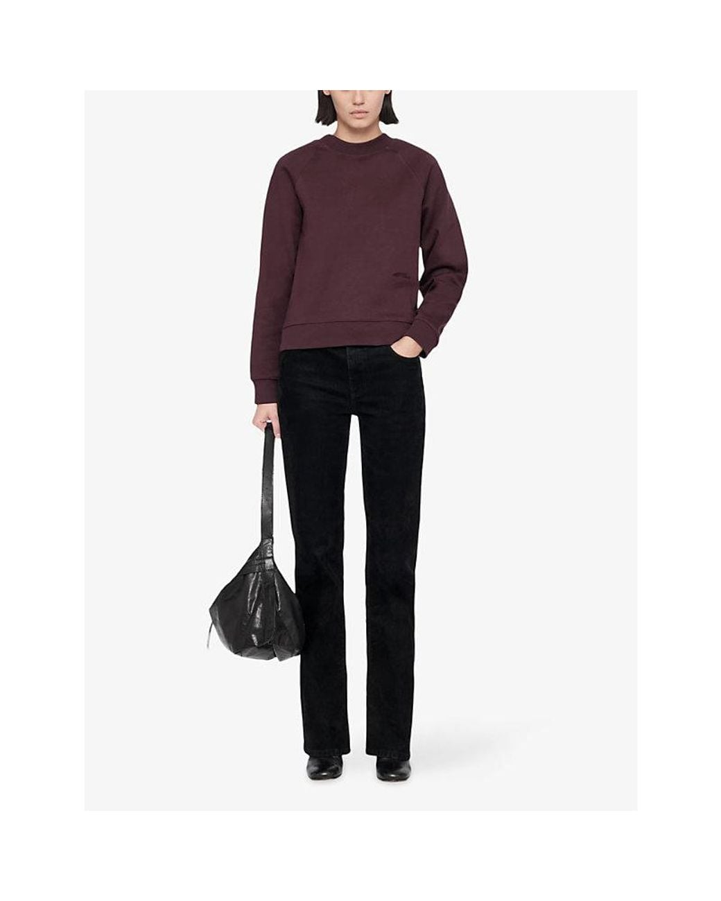 AllSaints Purple Lily Crewneck Logo-Embroidered Cotton Sweatshirt
