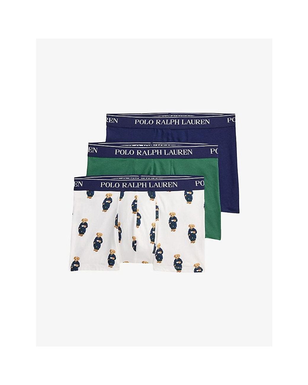 Polo Ralph Lauren Blue Branded-Waistband Pack Of Three Jersey Trunks for men
