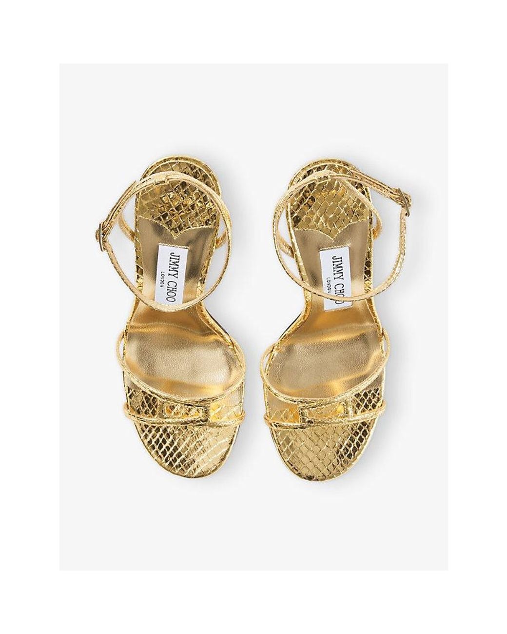 Jimmy Choo Leo 100 Metallic-Leather Heeled Sandals