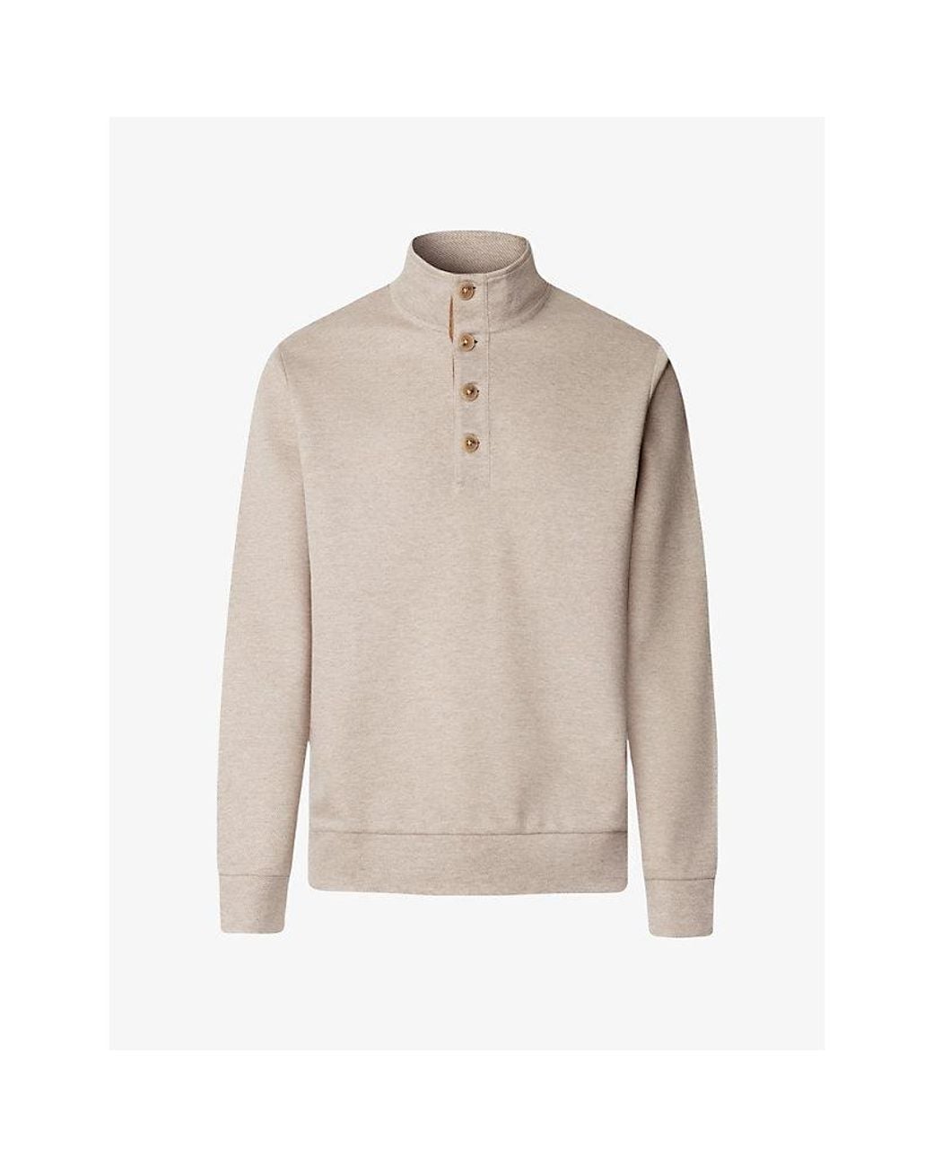 Hackett Natural Travel Half-Placket Cotton-Twill Jersey Sweatshirt for men