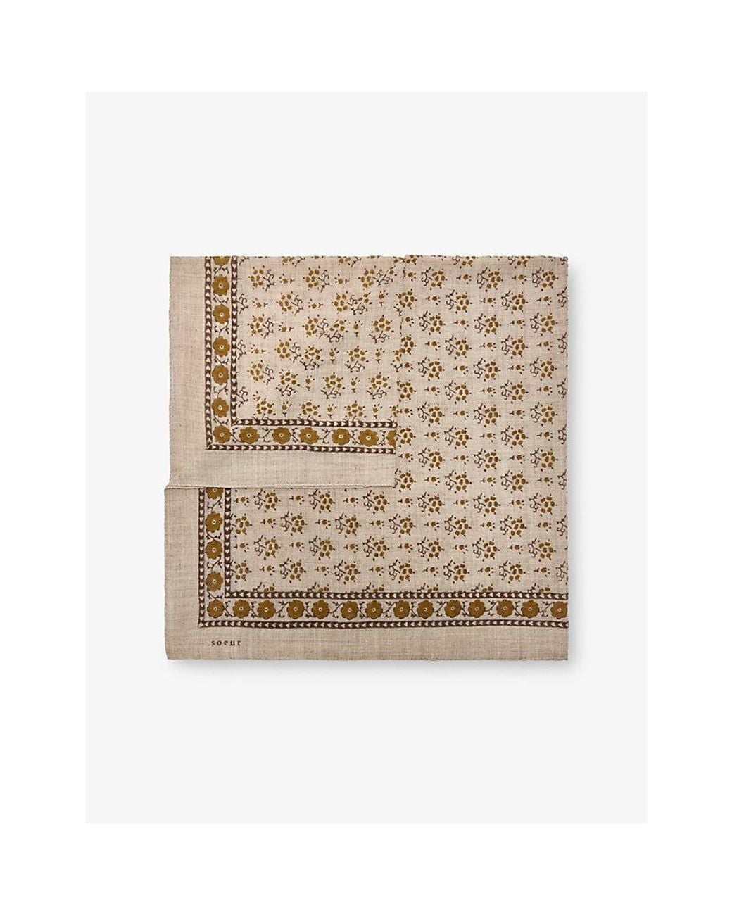 Soeur Natural Floral-Print Wool Scarf