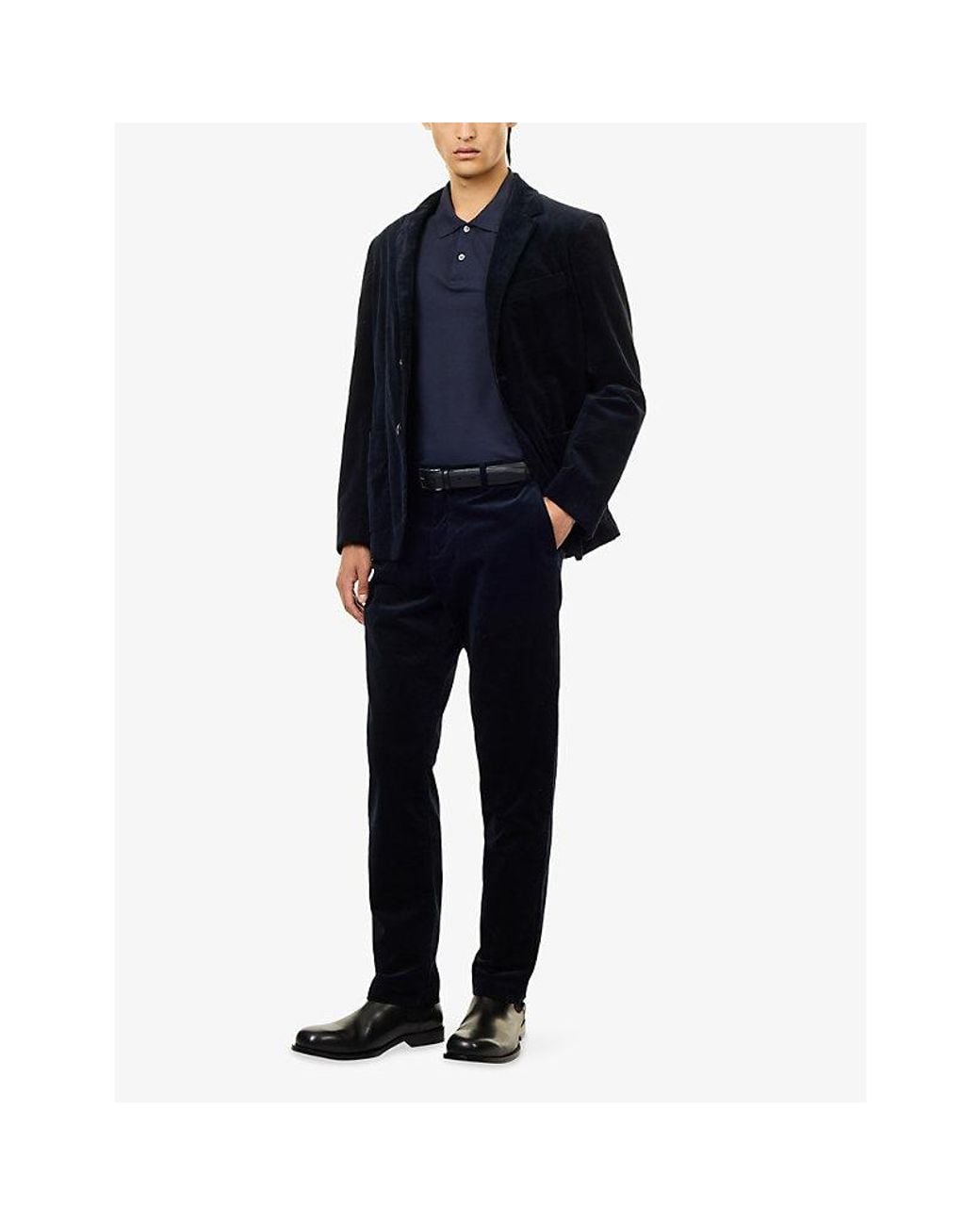 Sunspel Blue Straight-Leg Corduroy Cotton Trousers for men
