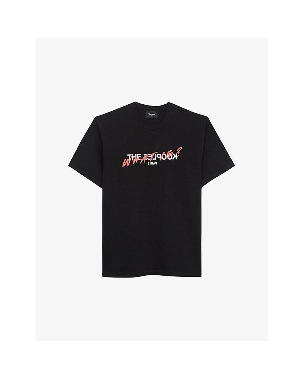 The Kooples Black 'What Is? Logo-Print Cotton-Jersey T-Shirt for men