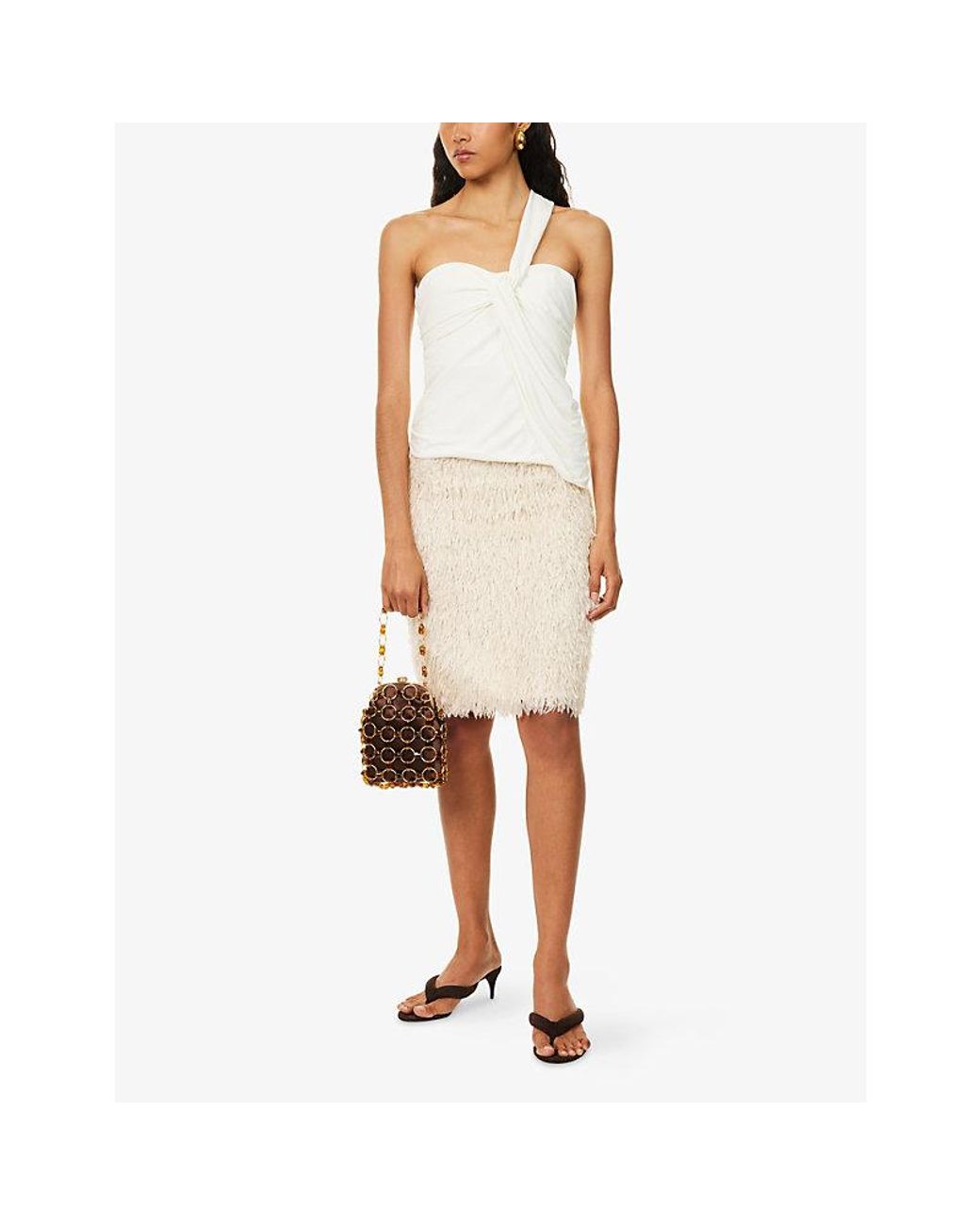 Jonathan Simkhai White Nathreen Draped Jersey Top