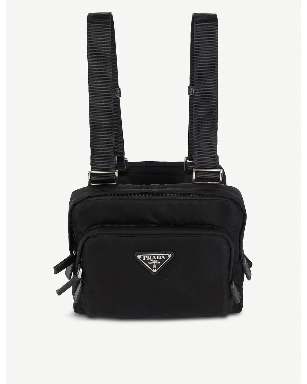 Prada Logo-appliquéd Nylon Chest Rig Bag in Black for Men