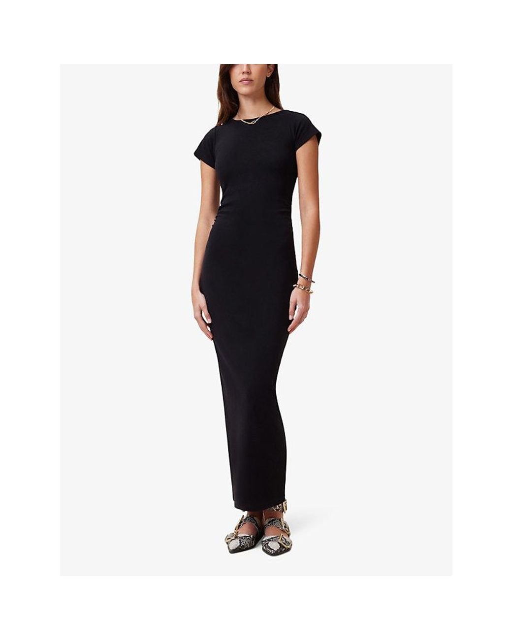 AllSaints Black Katarina Slim-Fit Stretch Cotton Maxi Dress