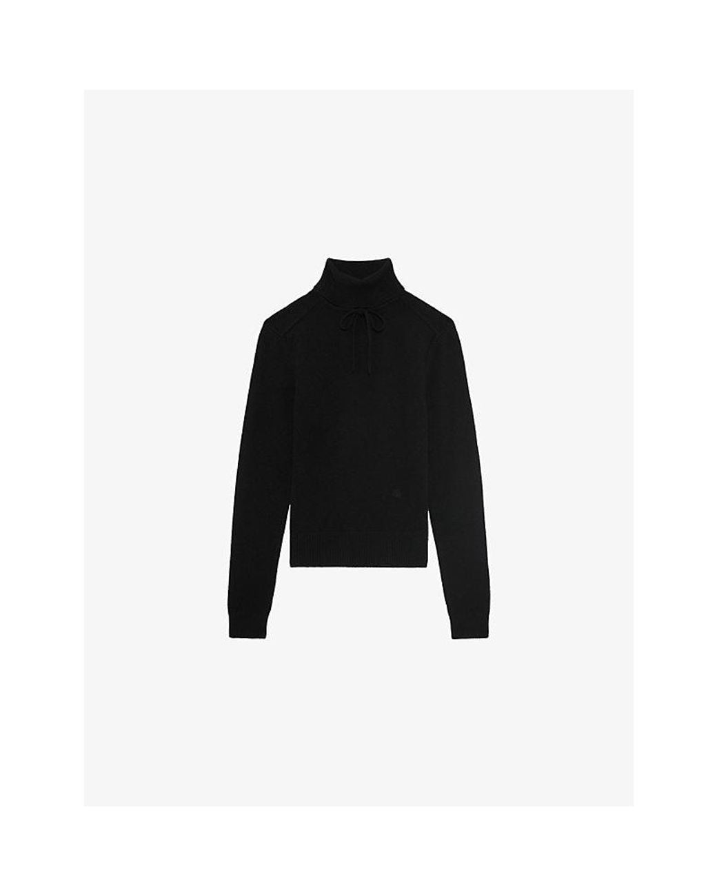The Kooples Black Turtleneck Brand-Embroidered Cashmere-Blend Jumper