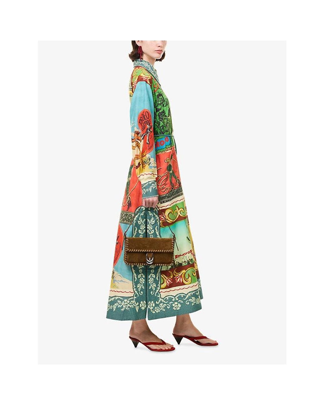 ALÉMAIS Green Ace Printed Cotton And Silk-Blend Midi Shirt Dress