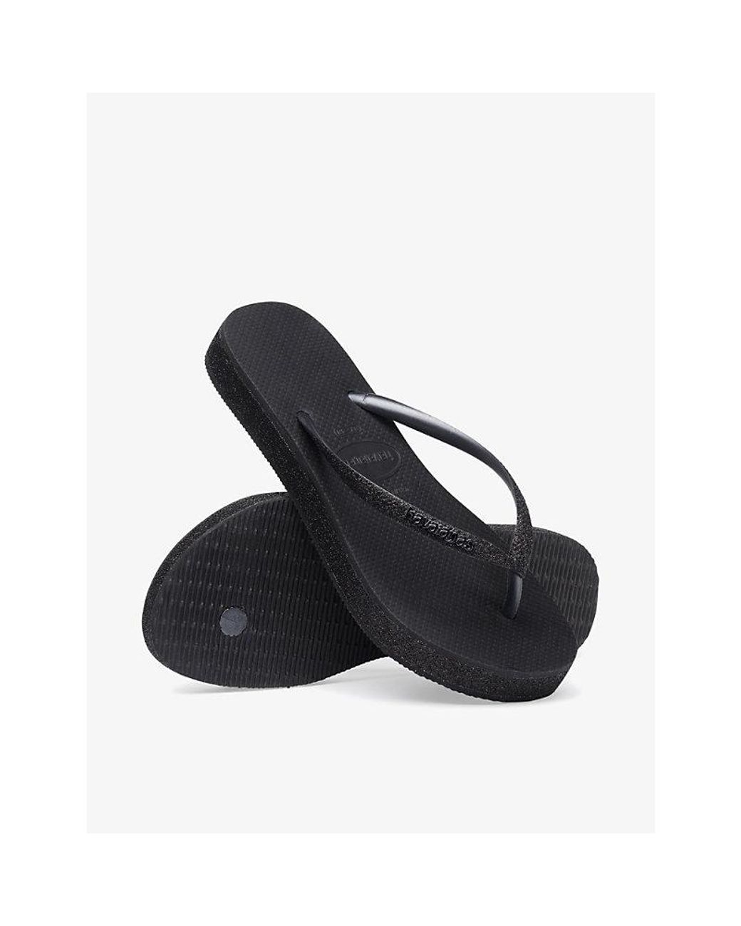 Havaianas Black Slim Flatform Glitter-Strap Rubber Flip-Flops
