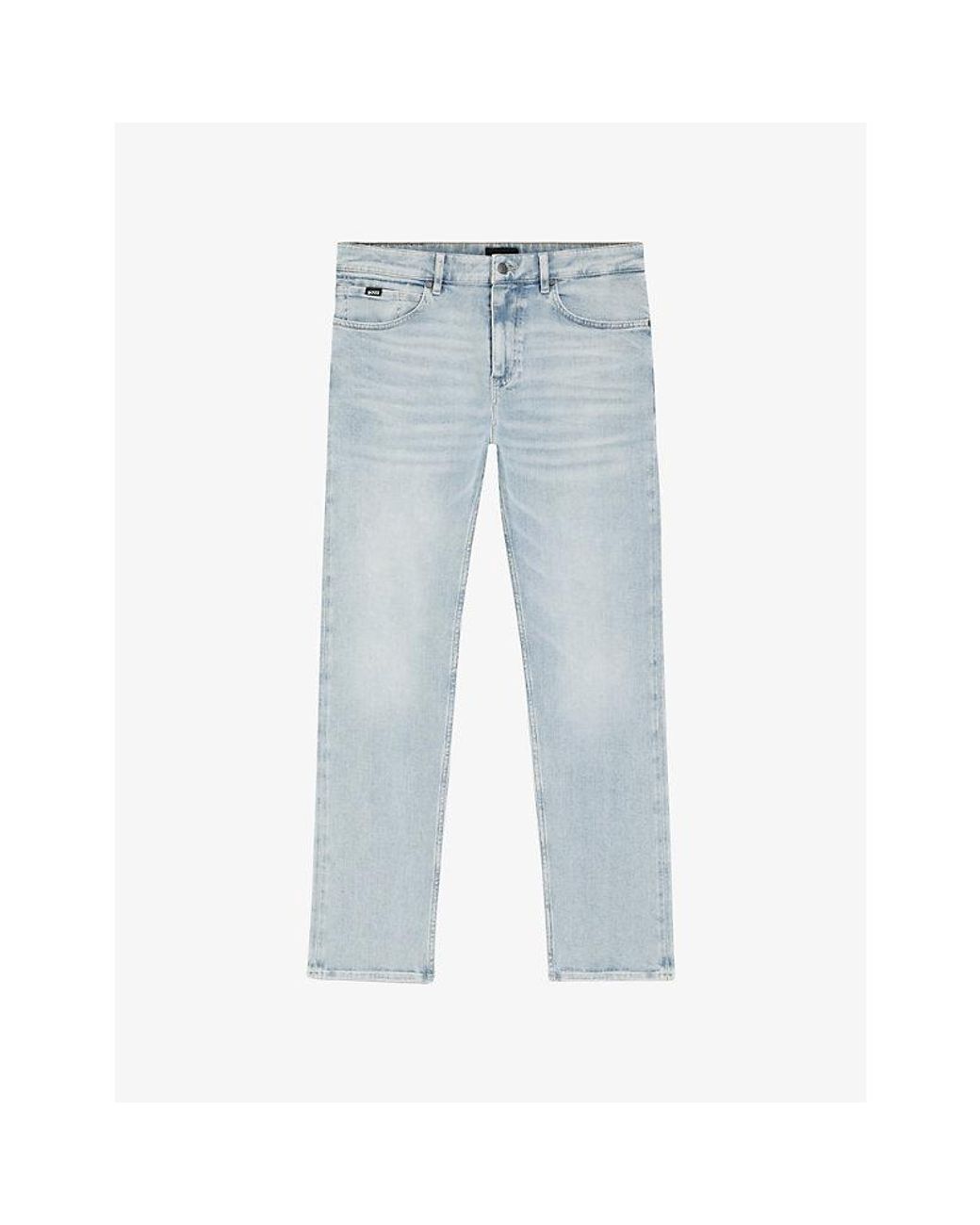 Boss Blue Faded Straight-Leg Jeans for men