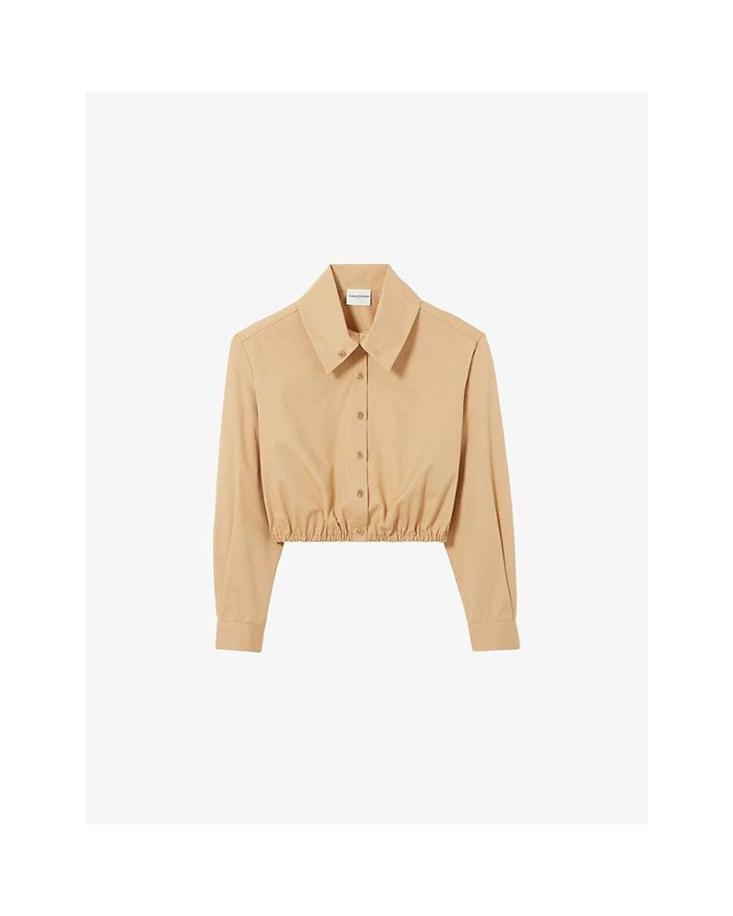 Claudie Pierlot Natural Long-Sleeved Cropped Cotton Shirt
