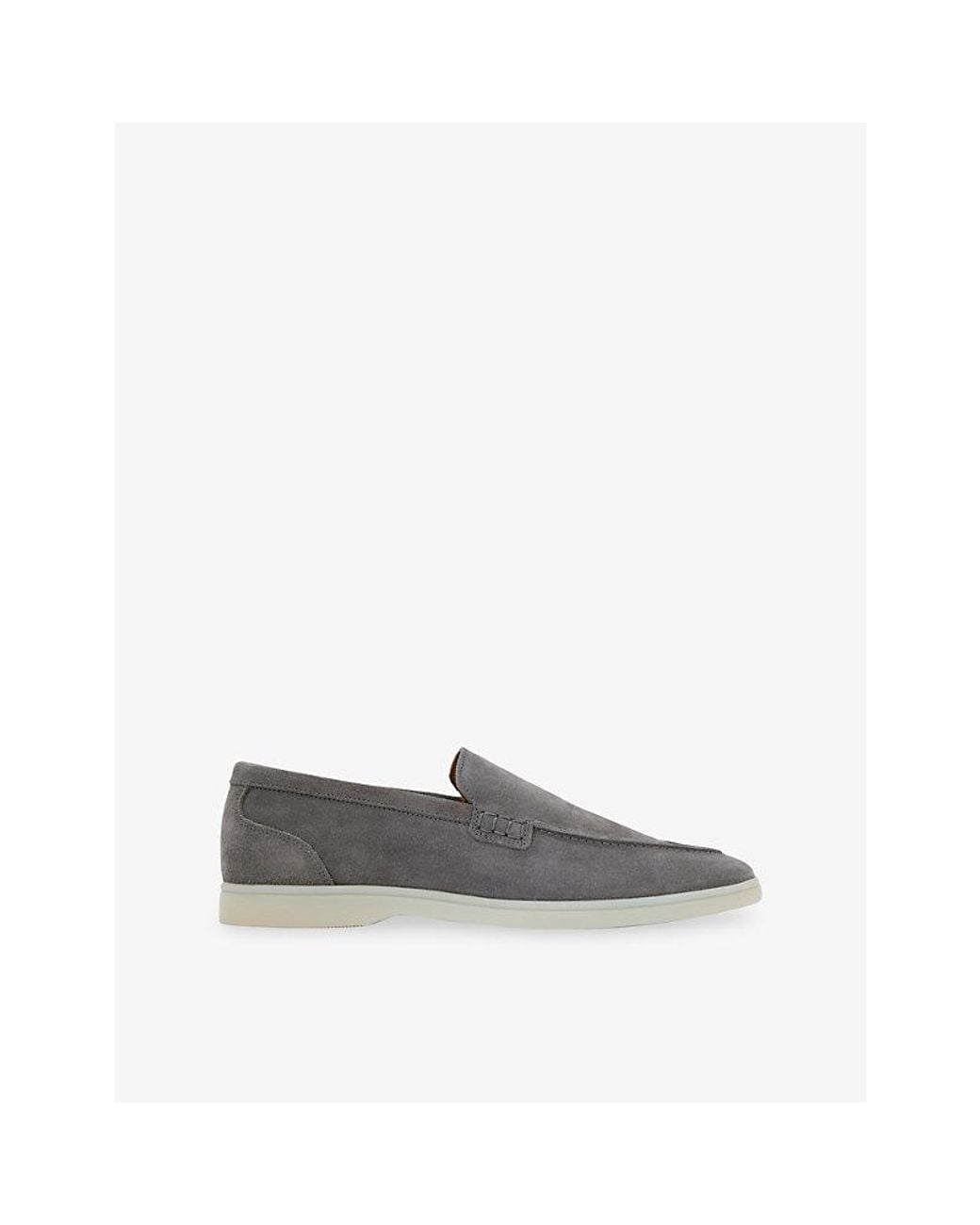 Reiss Gray Kason Suede Loafers for men