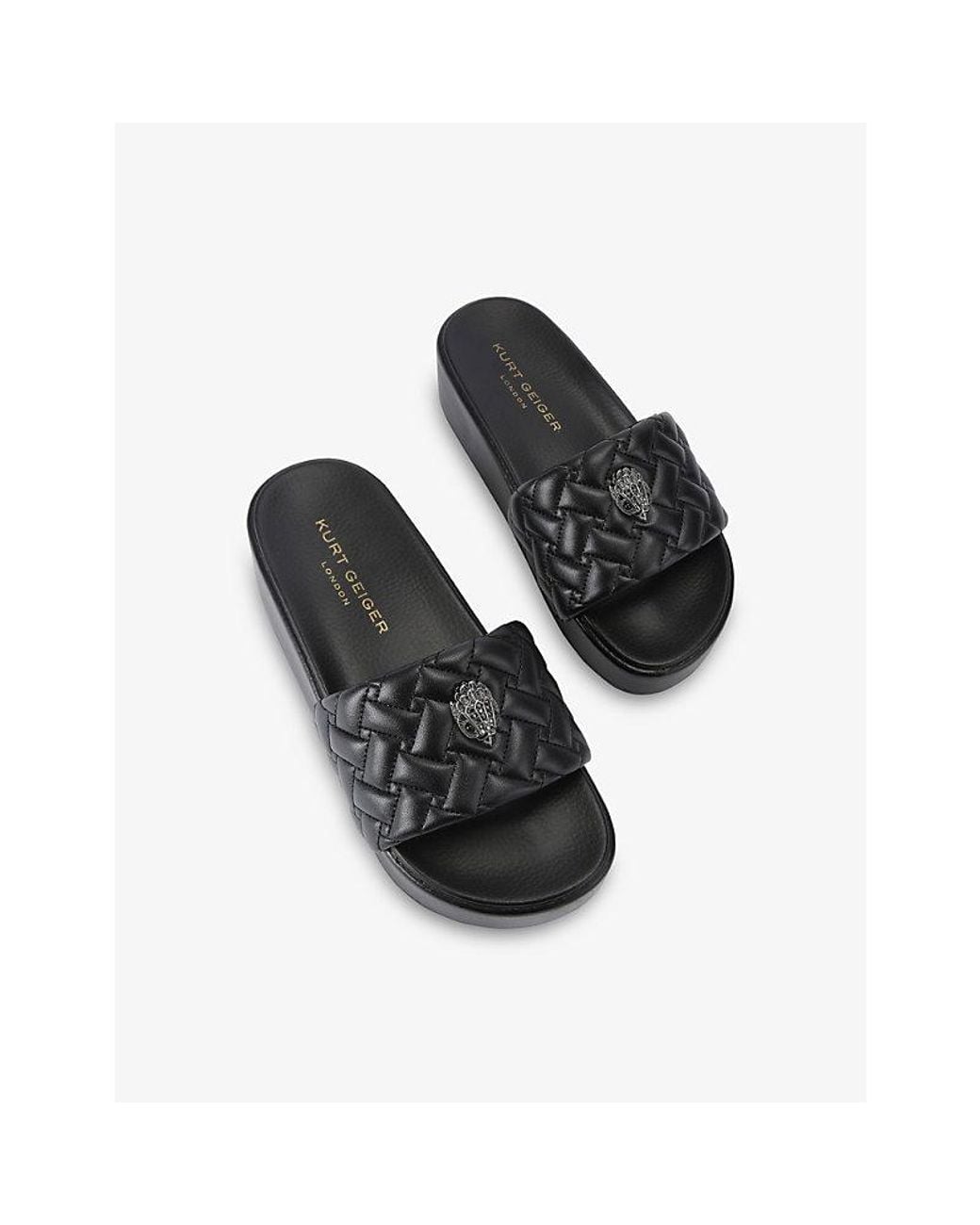 Kurt Geiger Black Meena Eagle Faux-Leather Platform Sandals