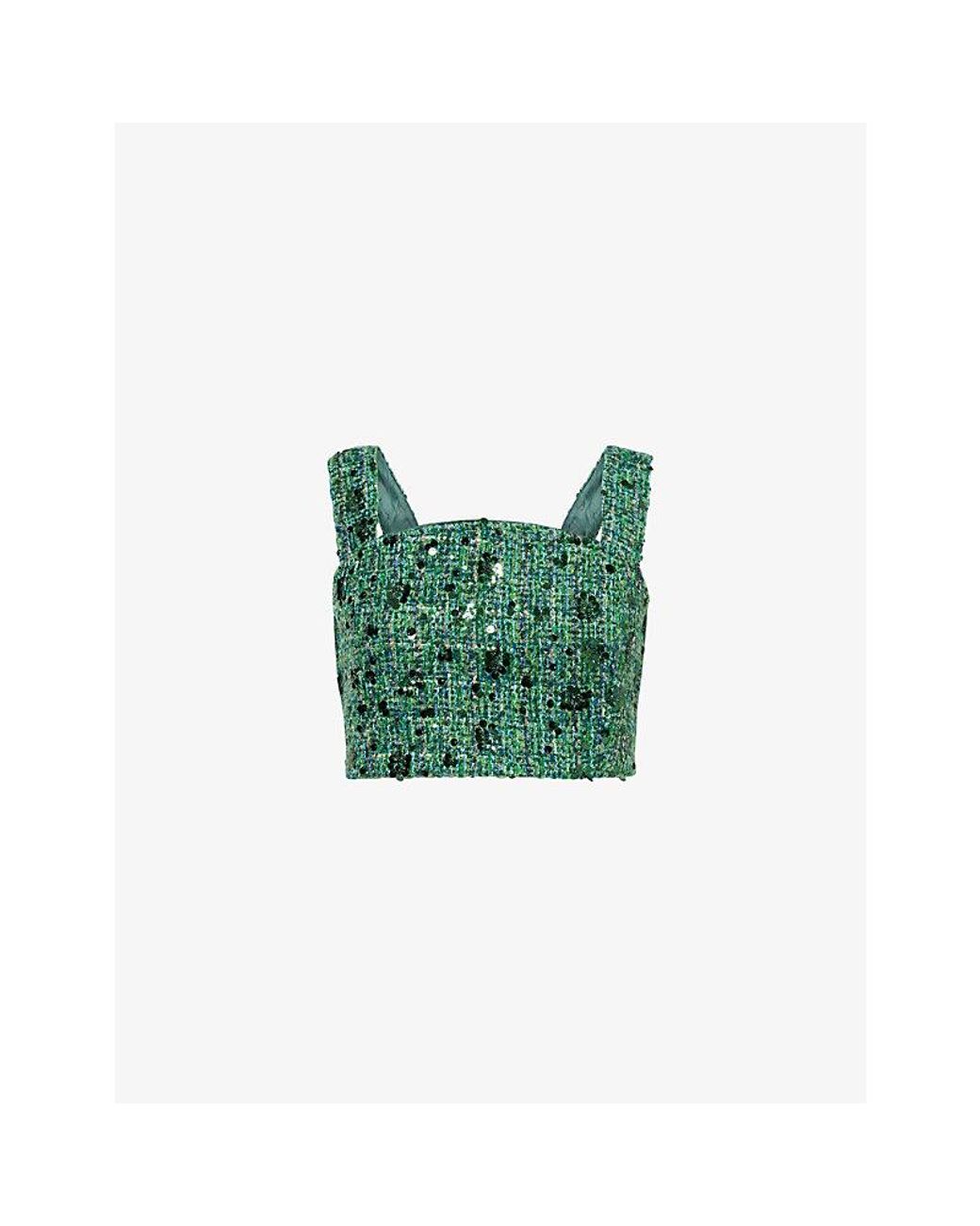 Amy Lynn Green Lola Cropped Woven Top