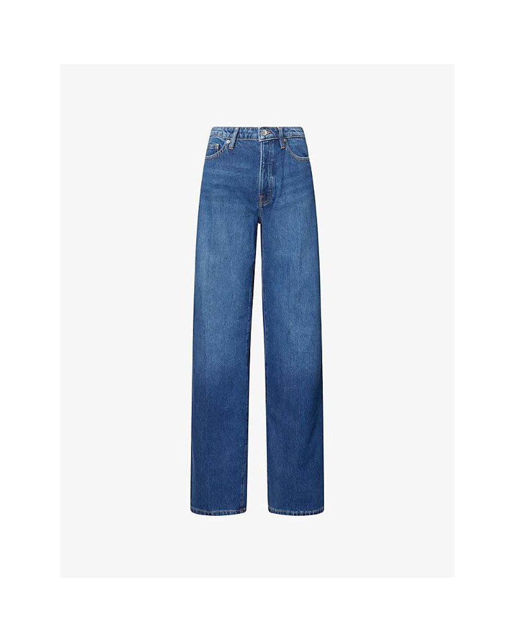 GOOD AMERICAN Blue Weightless Wide-Leg Strech-Denim Jeans