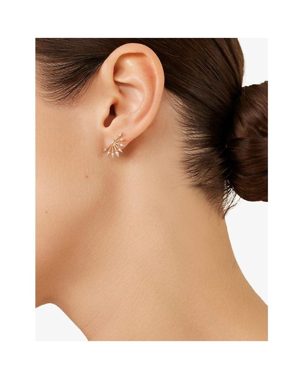 Kismet by Milka White Curvature 0.04Ct Baguette-Diamond And 0.15Ct Diamond Stud Earring