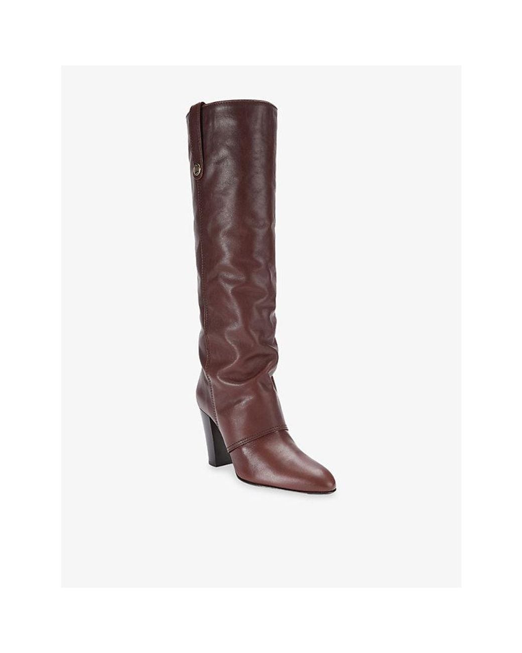 Chloé Brown Anouk Leather Heeled Knee-High Boots