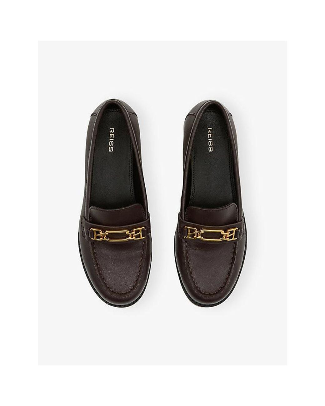 Reiss Black Rita Hardware Leather Loafers