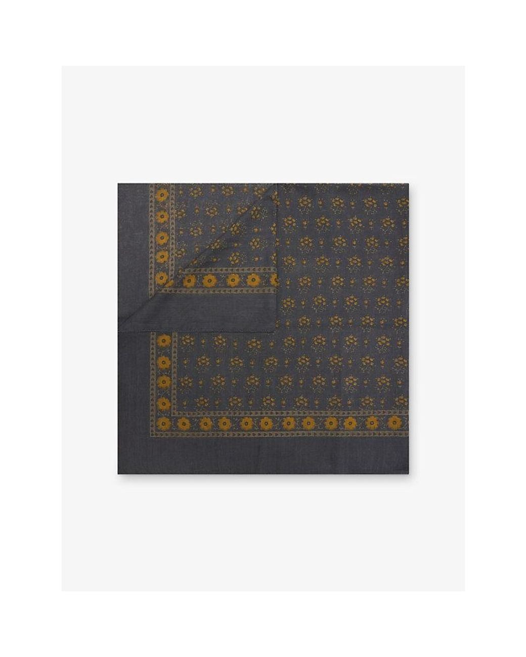 Soeur Gray Floral-Print Cotton Scarf