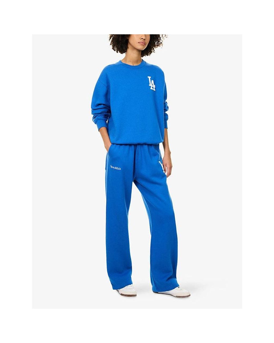 Sporty & Rich Blue La Serif Crewneck Jersey Jumper