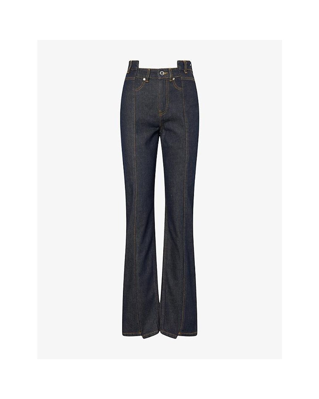 Ganni Blue Fold Straight-Leg Denim Jeans
