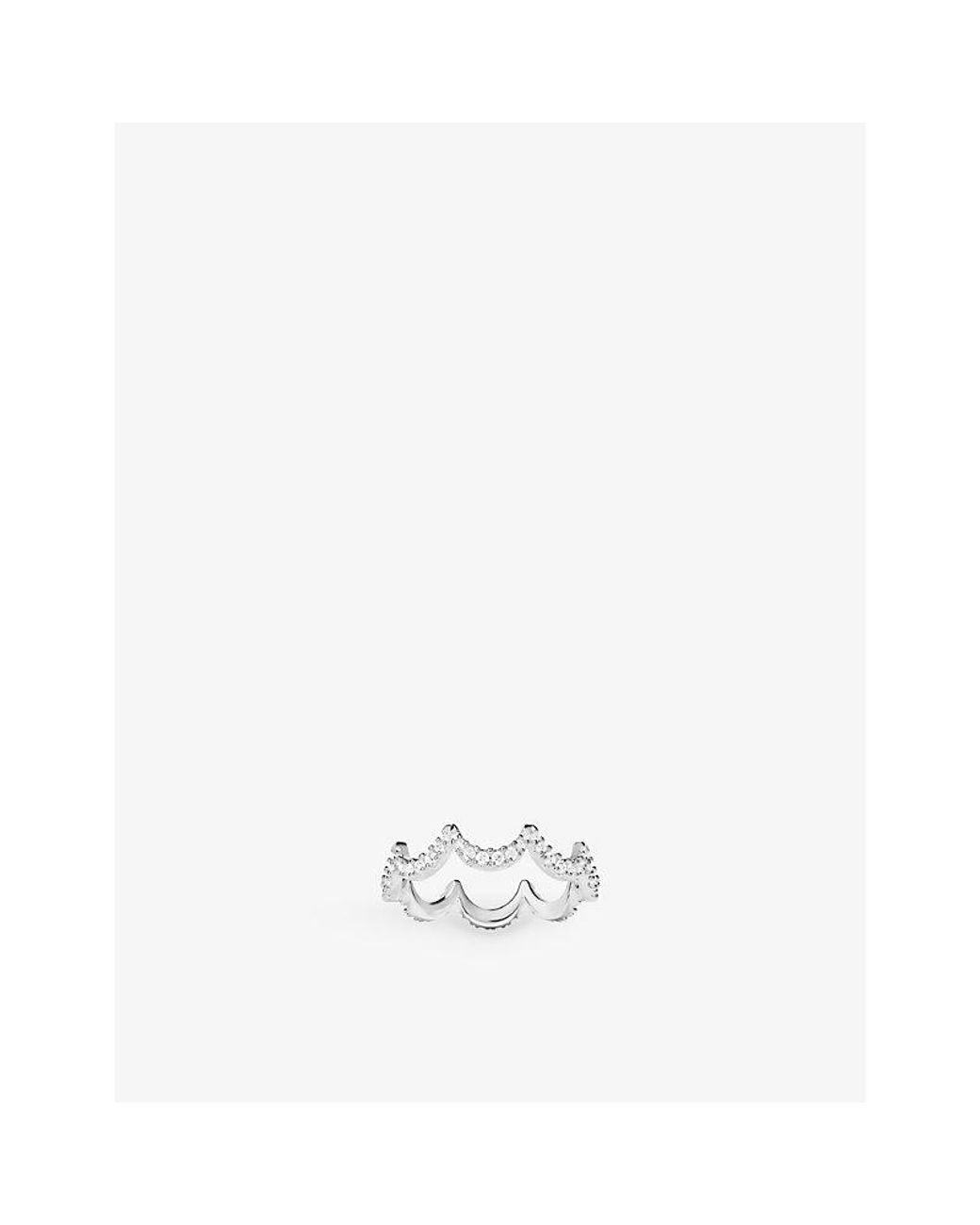 Apm Monaco White Wavy Sterling- And Cubic Zirconia Ring