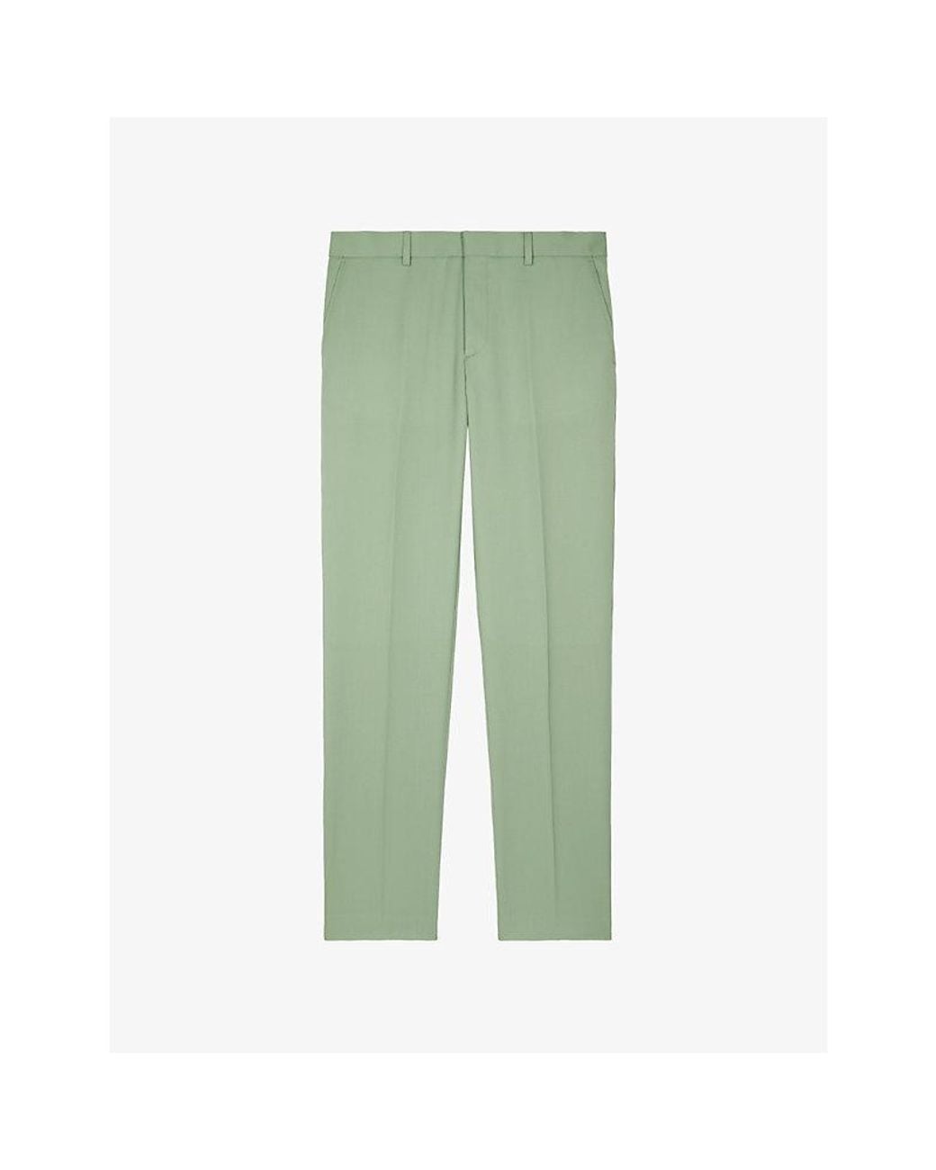 The Kooples Green Straight-Leg Regular-Fit Wool Trousers for men