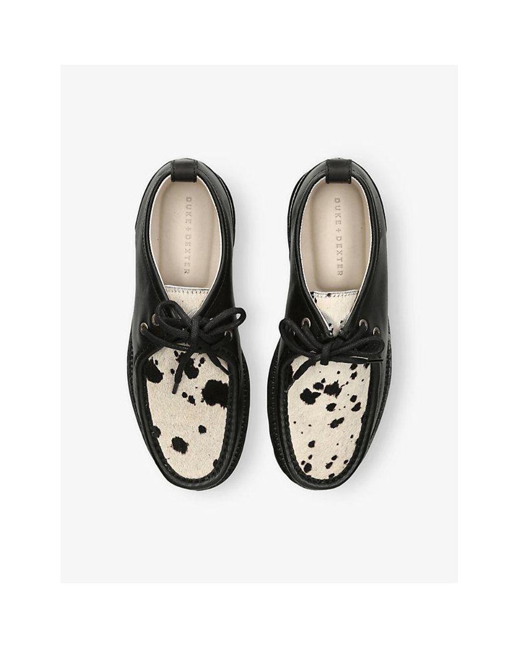 Duke & Dexter Black Moby Cow-Print Leather Loafer Boots for men