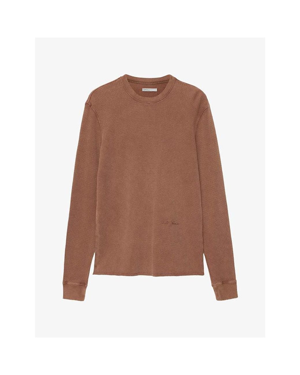 AllSaints Brown Raine Long-Sleeved Cotton-Knit T-Shirt for men