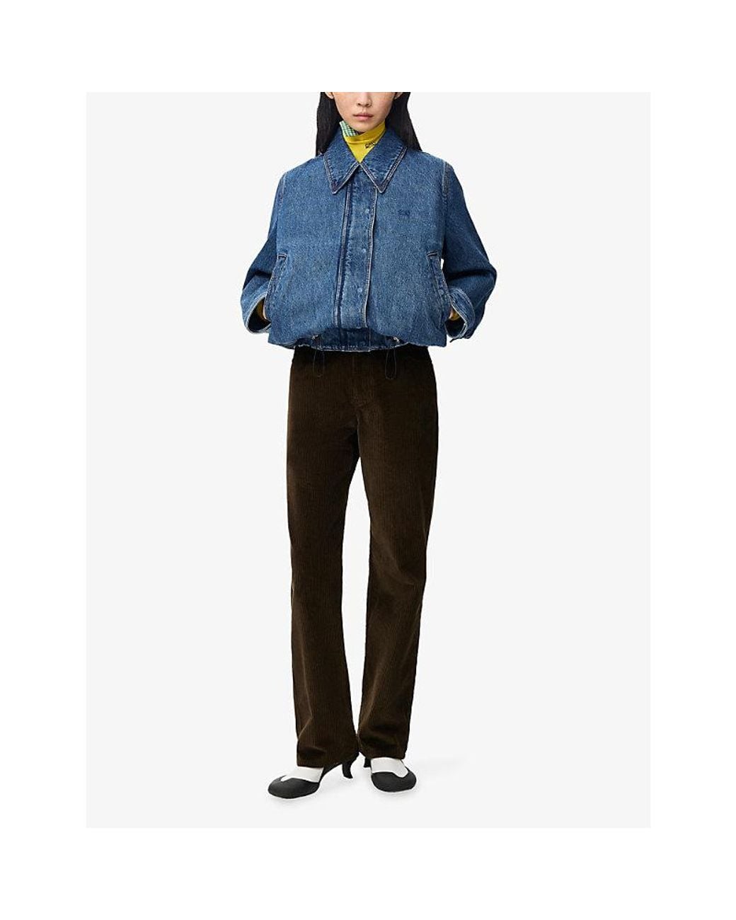 Loewe Blue Drawstring-Hem Relaxed-Fit Denim Jacket