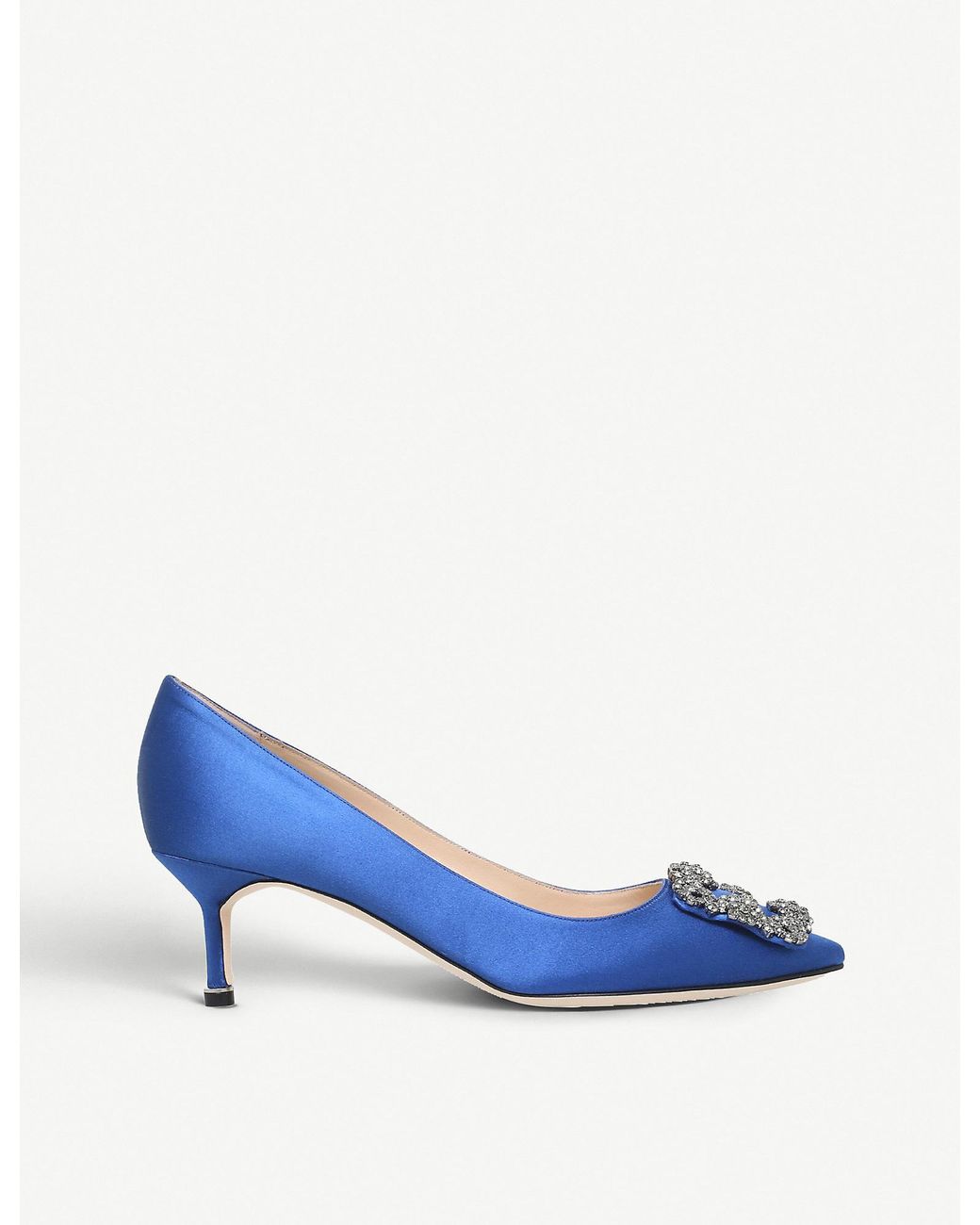 manolo blahnik hangisi 90 embellished lace mesh and satin pumps
