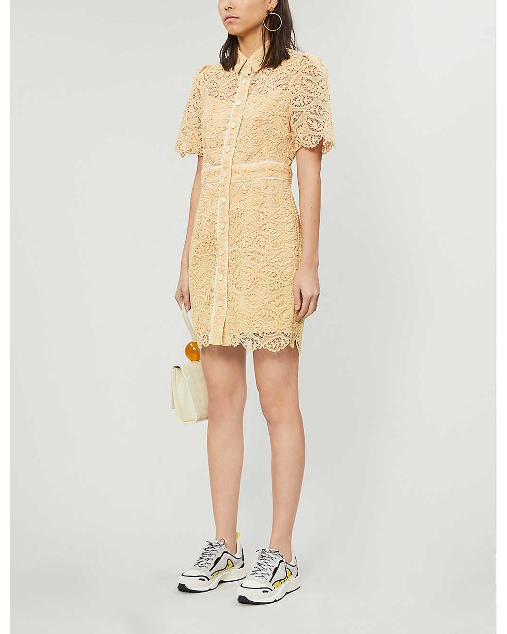Sandro Live Embroidered-floral Lace Mini Dress in Yellow | Lyst Canada