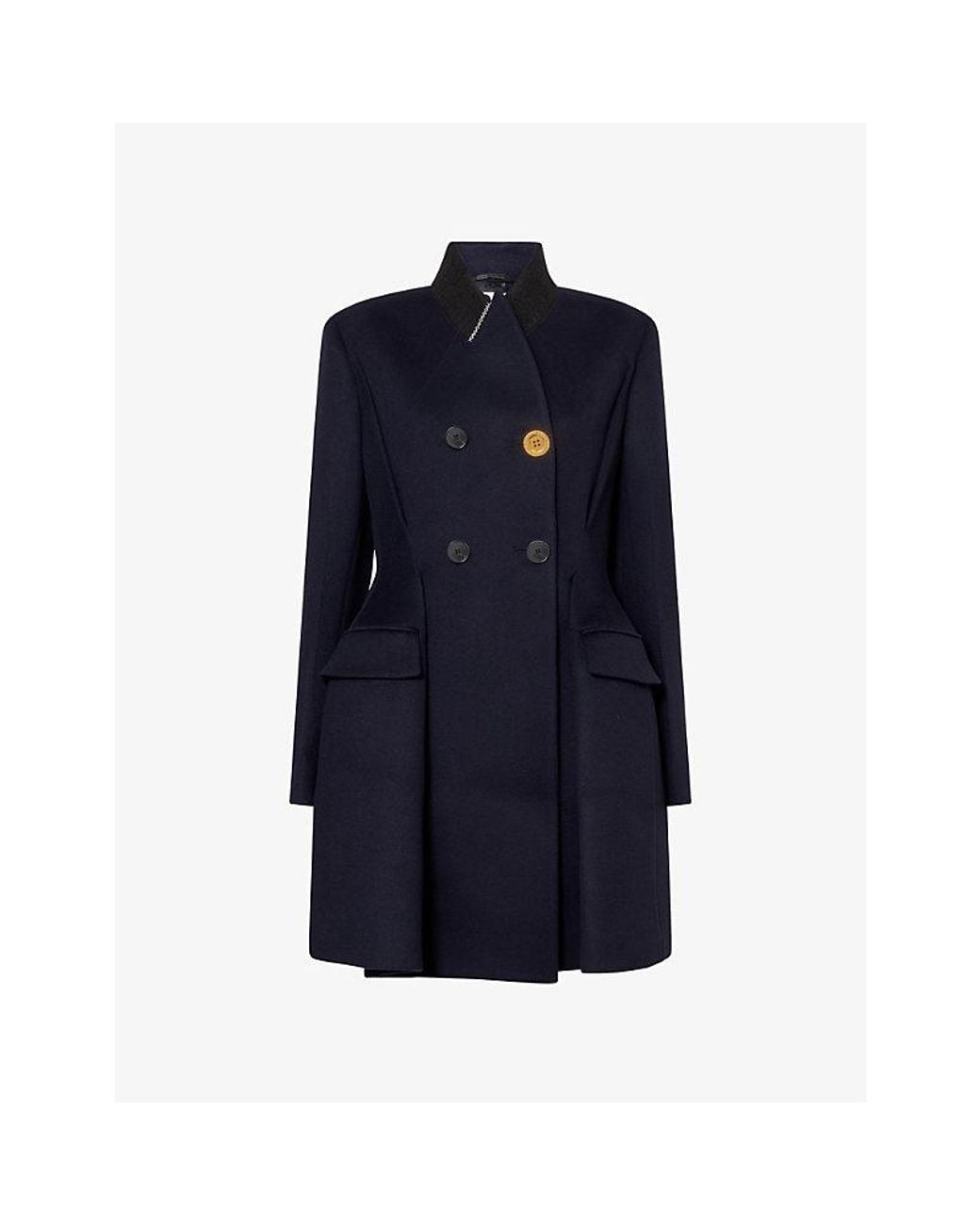 Givenchy Blue Double-Breasted Pinched Wool-Cashmere Blend Coat