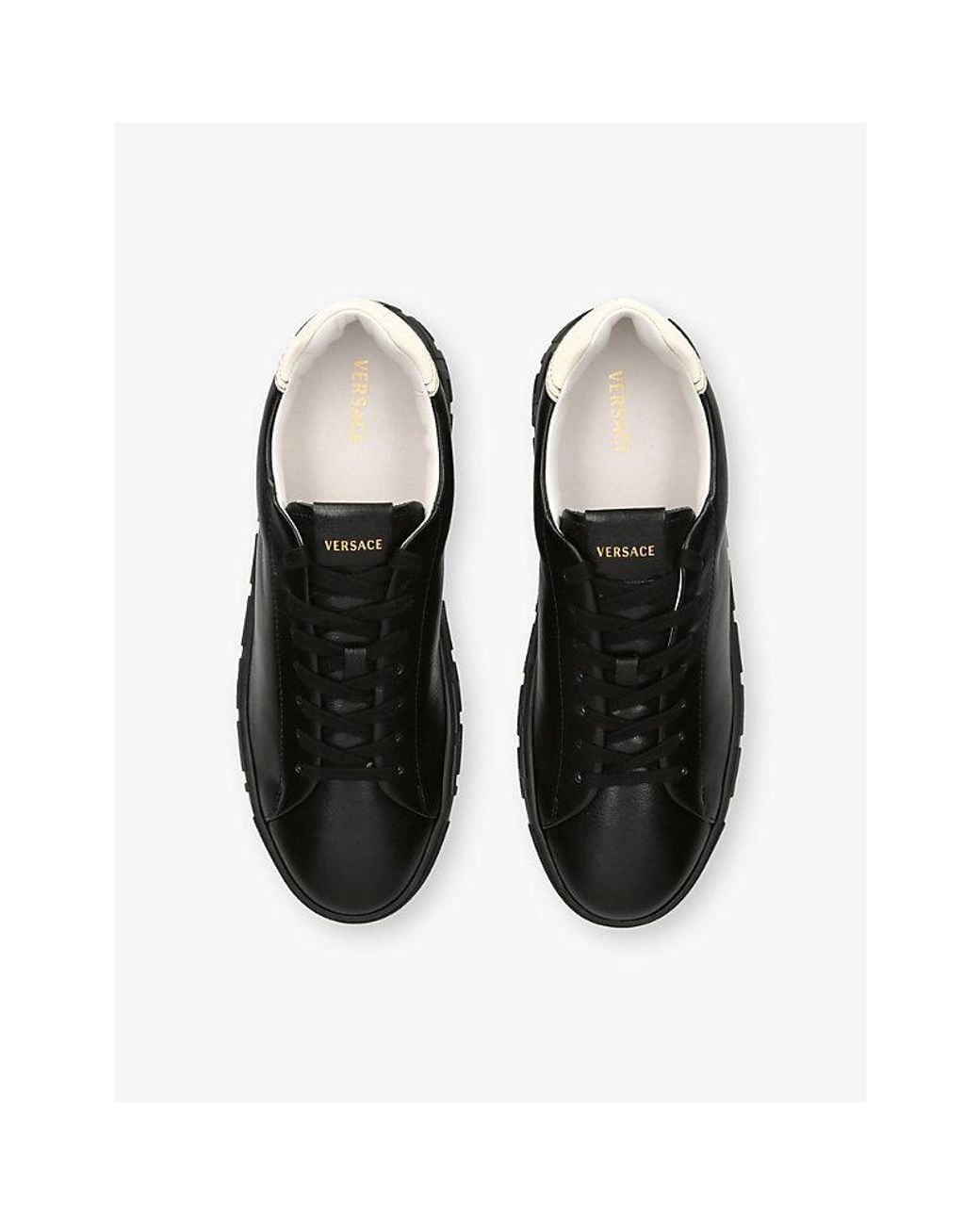 Versace Black Logo Leather Trainers for men