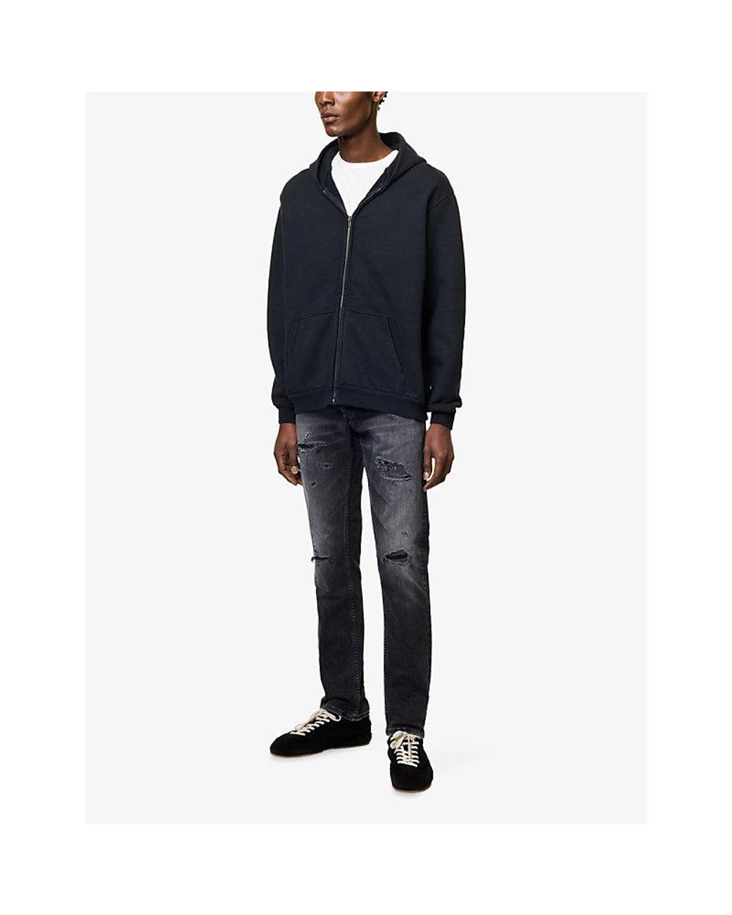 Replay Blue Grover Distressed Straight Denim Jeans for men
