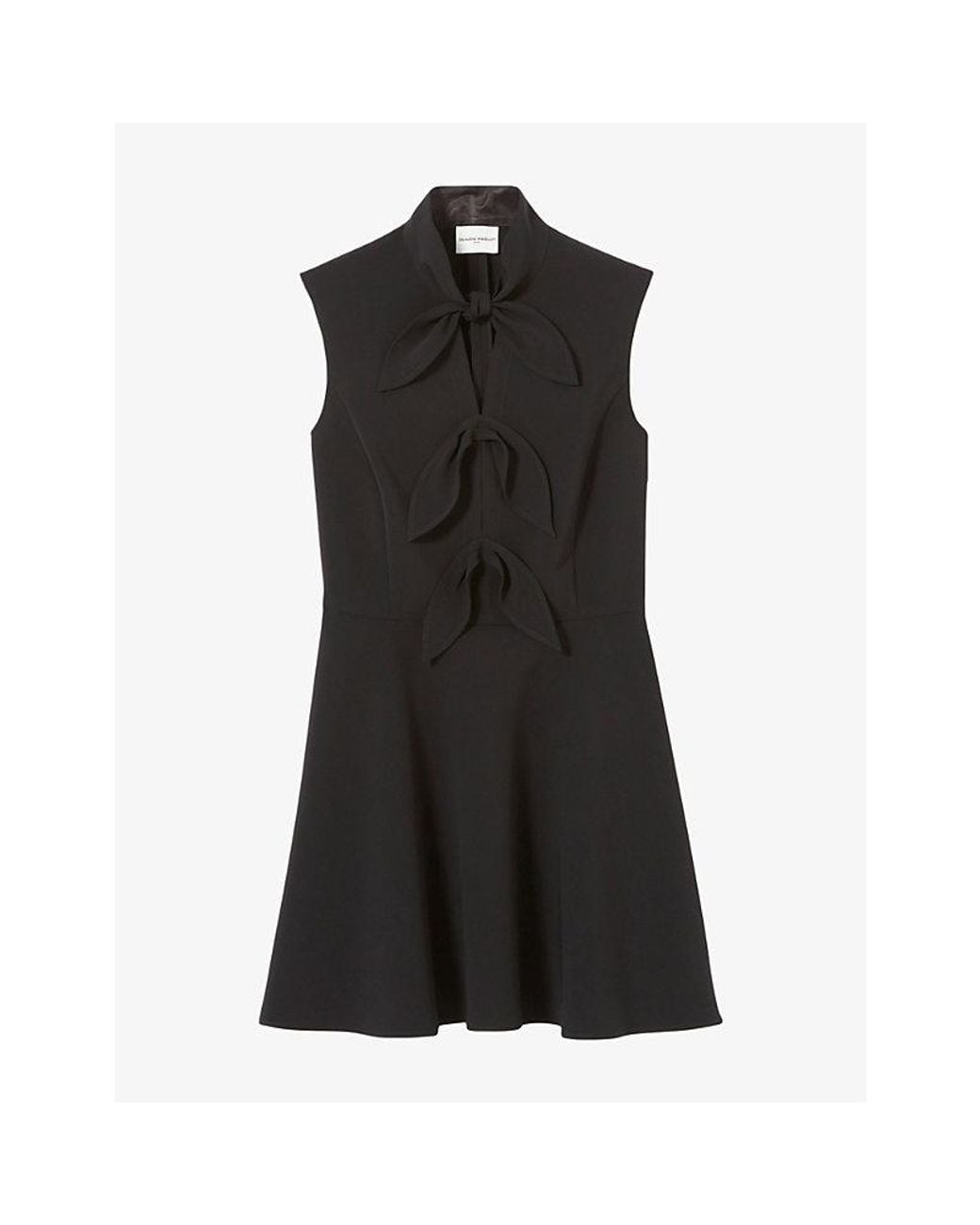 Claudie Pierlot Black Bow-Embellished Crepe Mini Dress