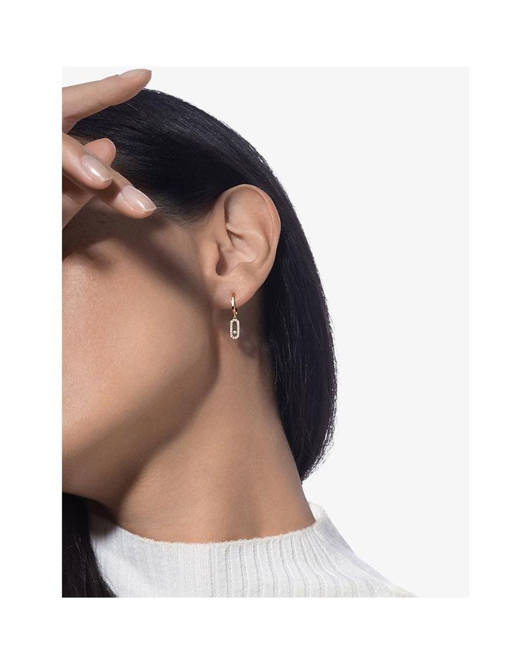 Messika Metallic Move Uno 18Ct And 0.19Ct Diamond Hoop Earrings