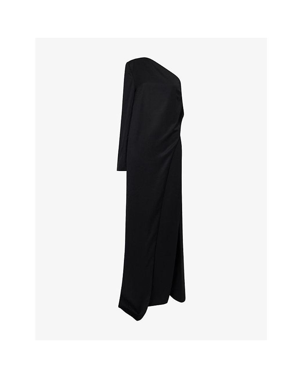 Camilla & Marc Black Ciran Asymmetric Wool Maxi Dress