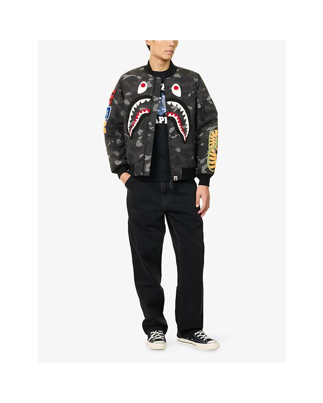 A Bathing Ape Blue Shark Camouflage Woven Jacket for men