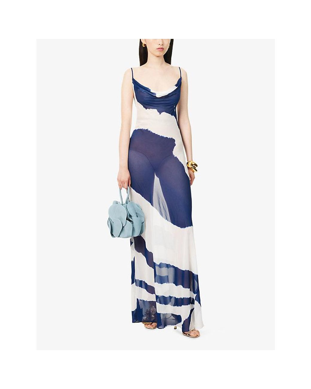 Rat & Boa Blue Aralia Printed Woven Maxi Dress