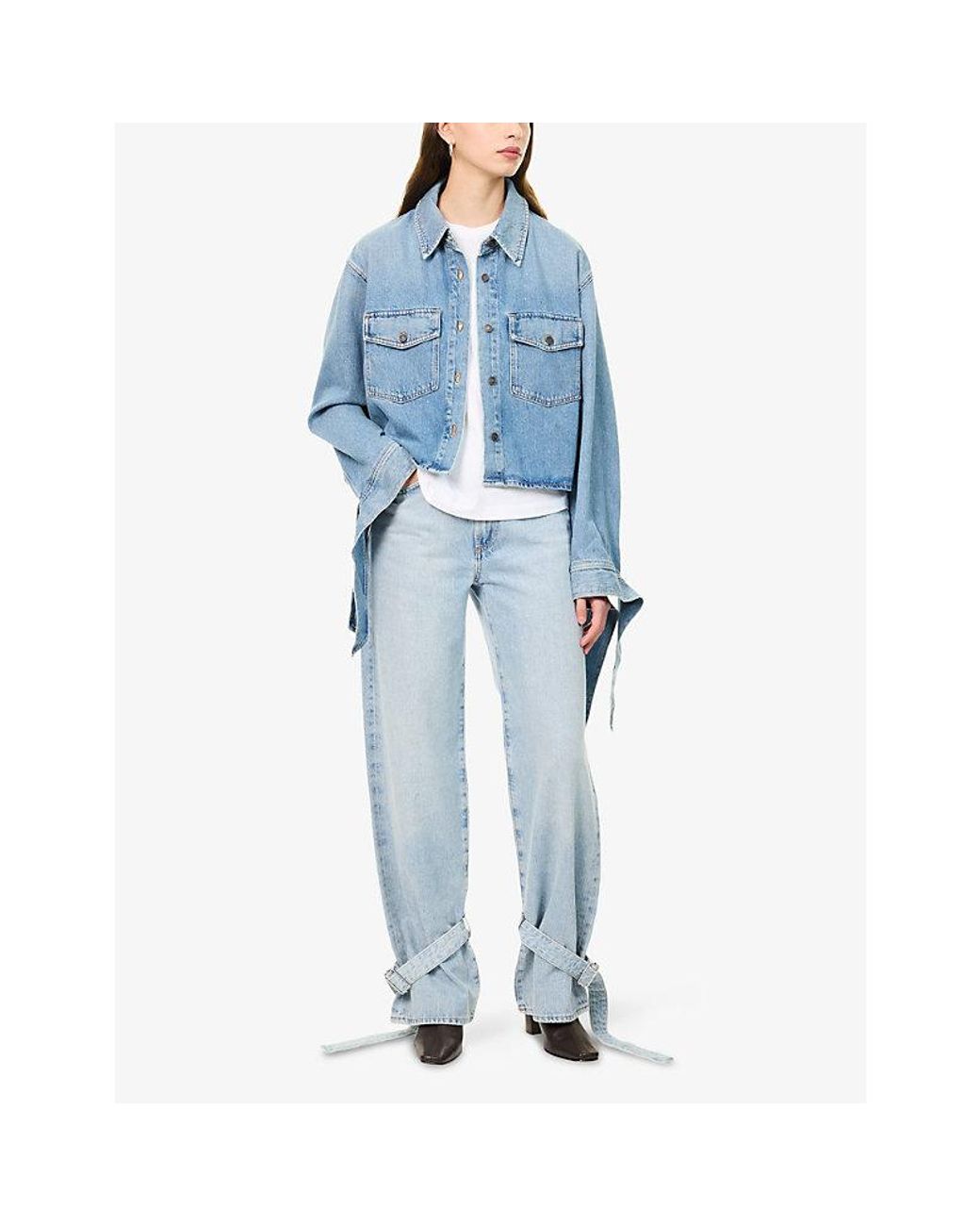 Agolde Blue Hewitt Boxy-Fit Denim Shirt