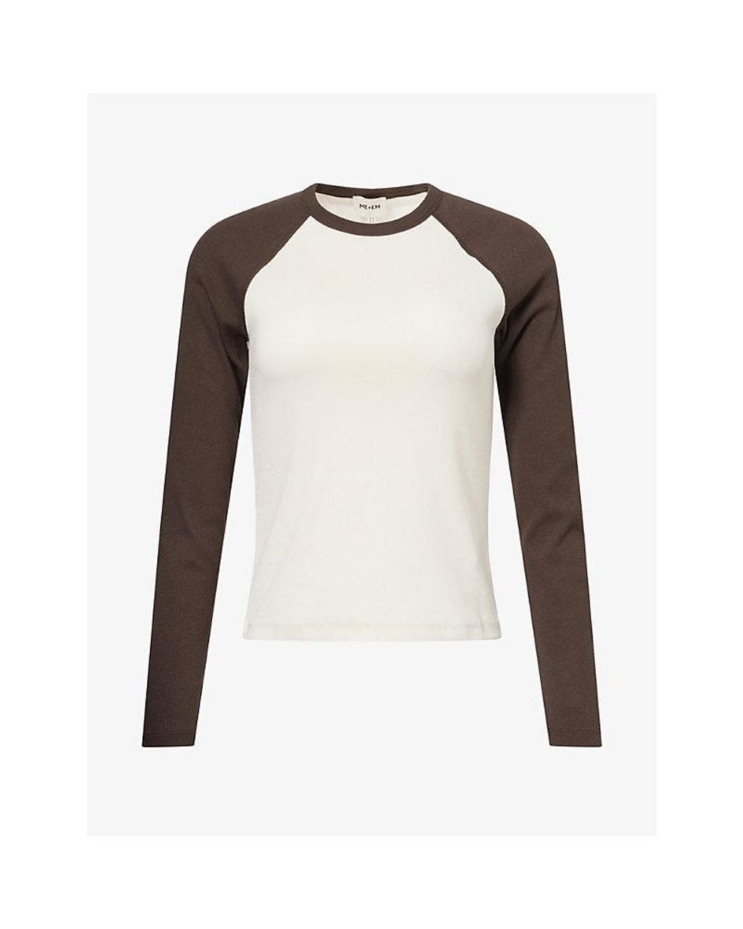 ME+EM Multicolor Ultimate Contrast-Sleeve Stretch-Cotton T-Shirt